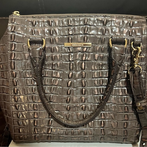 Brahmin Handbags - Brahmin Brown/gold Crocodile Embossed Shoulder Bag